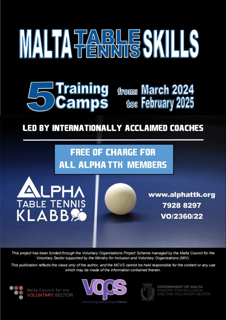 Malta Table Tennis Skills Camp 1 of 5 at ALPHA TTK