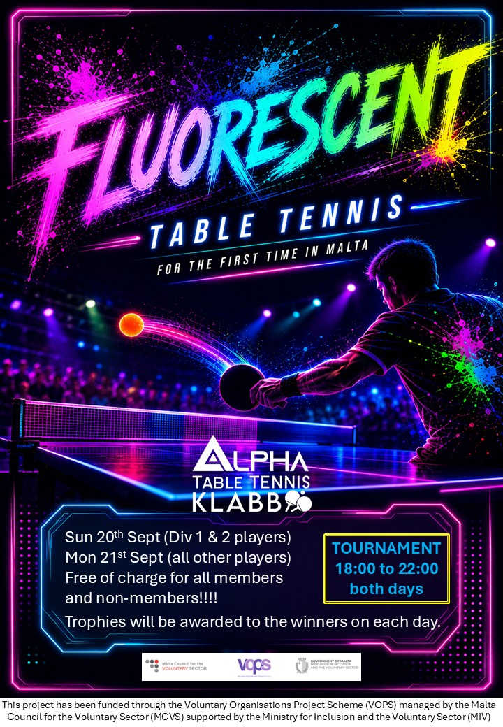The 1st Fluorescent Table Tennis Tournament in Malta